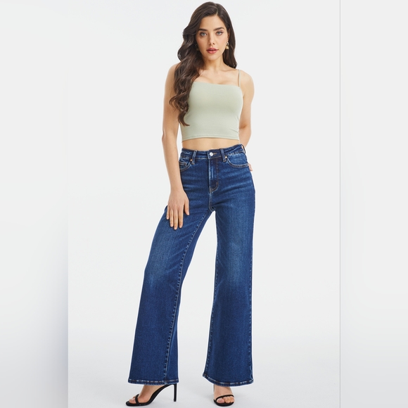 BAYEAS Full Size High Waist Cat's Whisker Wide Leg Jeans - Picture 4 of 15